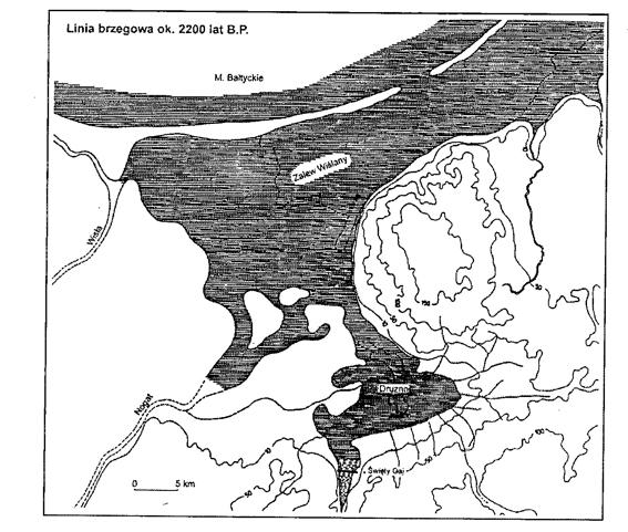So sah das Frische Haff und der Drausensee (pl. Jezioro Dru�no) vor 2000 Jahren aus. (M. Kasprzycka 1999).